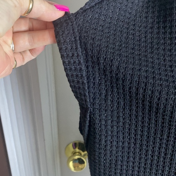 SHEIN Women’s Waffle Knit Black V-Neck Hooded Cover Up Sz XL NWOT - Picture 3 of 6